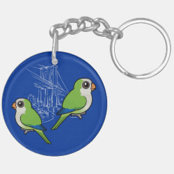 Brooklyn Monk Parakeets Circle Keychain (double-sided)