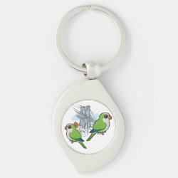 Brooklyn Monk Parakeets Metal Swirl Keychain