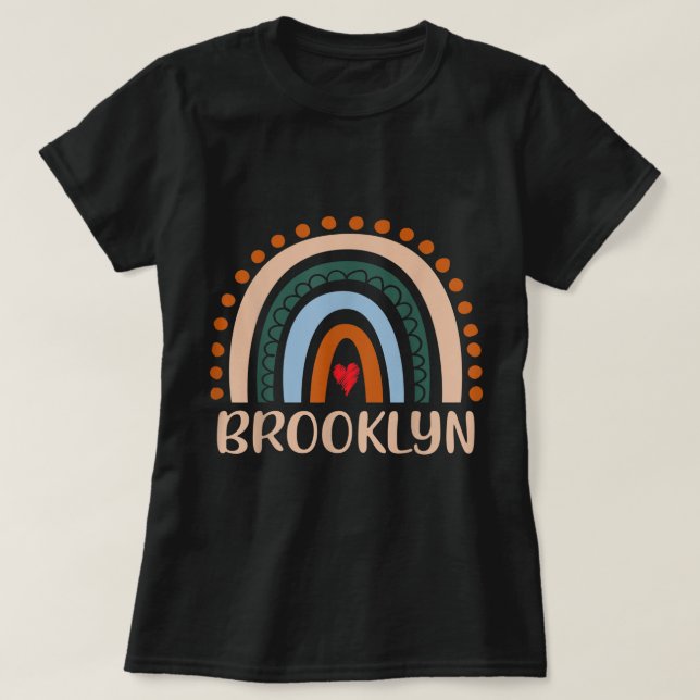 Brooklyn Name Personalized Funny Women Rainbow Bro T-Shirt (Design Front)