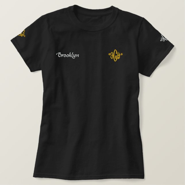 Brooklyn Name With English Meaning Black Embroidered Shirt (Design Front)