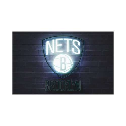 Brooklyn Nets Neon Canvas Print