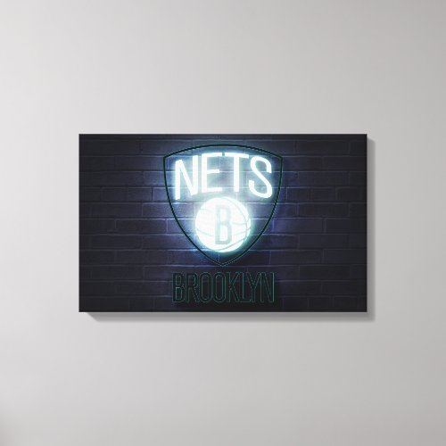 Brooklyn Nets Neon Canvas Print