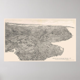 Brooklyn, New York Birdseye Map 1897 Poster