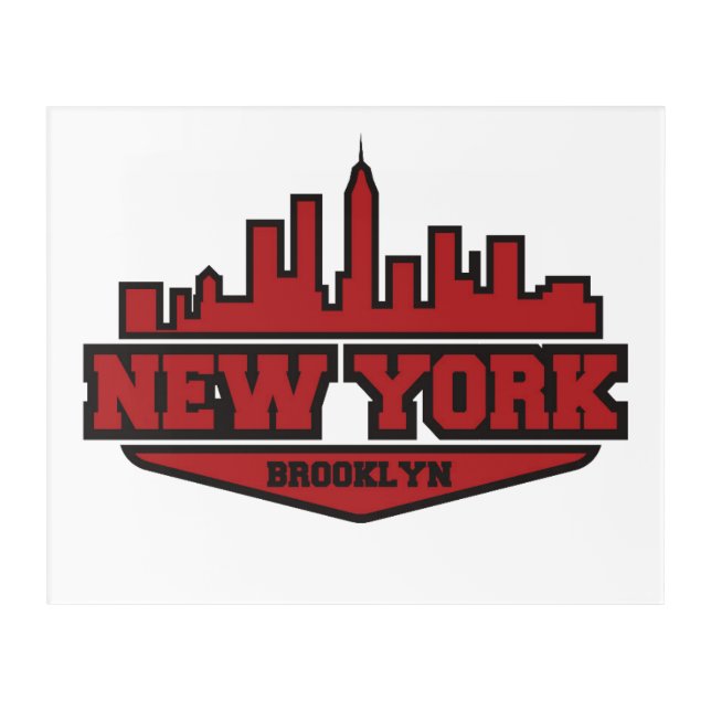 Brooklyn New York | Block Style Script Acrylic Print (Front)