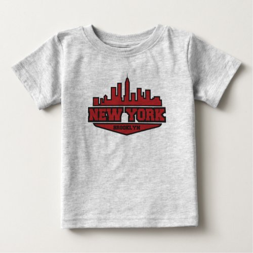 Brooklyn New York  Block Style Script Baby T_Shirt