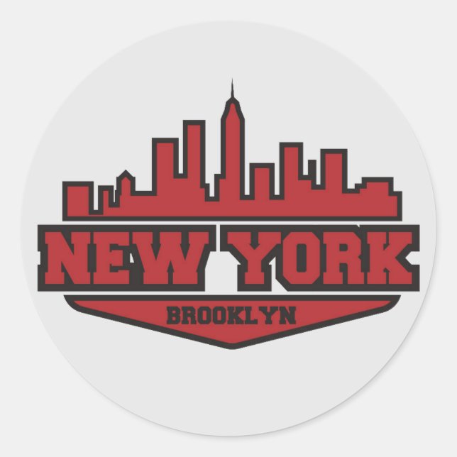 Brooklyn New York | Block Style Script Classic Round Sticker (Front)