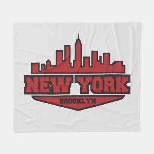 Brooklyn New York Block Style Script Fleece Blanket