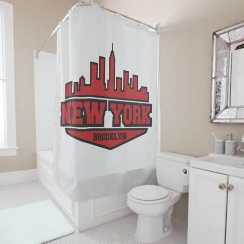 Brooklyn New York  Block Style Script Shower Curtain
