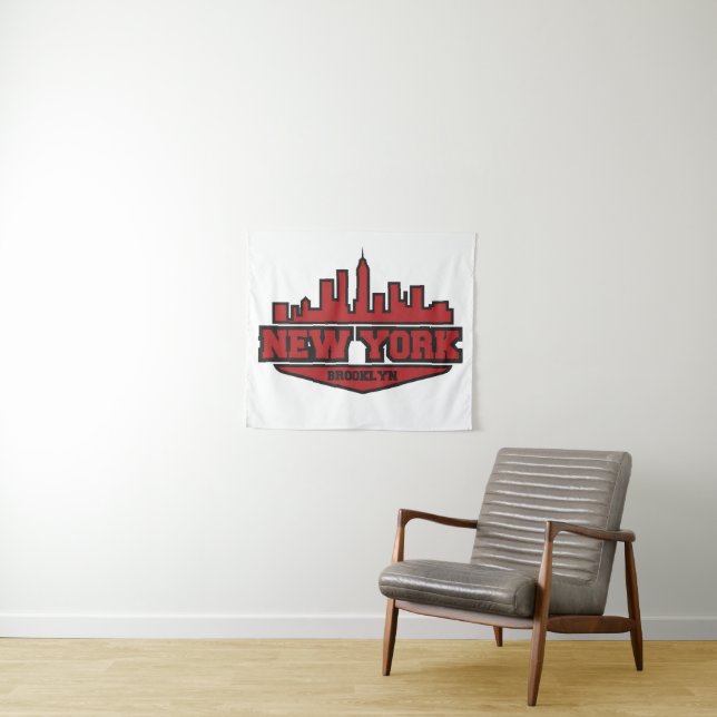 Brooklyn New York | Block Style Script Tapestry (In Situ (Horizontal))