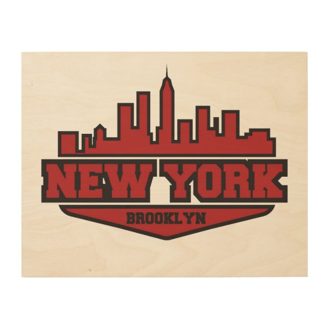 Brooklyn New York | Block Style Script Wood Wall Decor (Front)