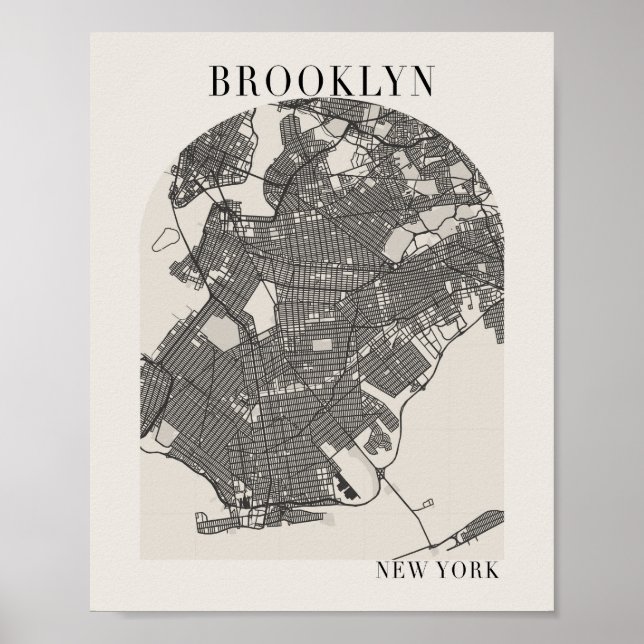 Brooklyn New York Boho Minimal Arch Full Beige Poster (Front)