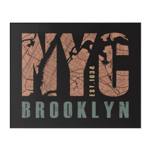 Brooklyn, New York   City Map Acrylic Print