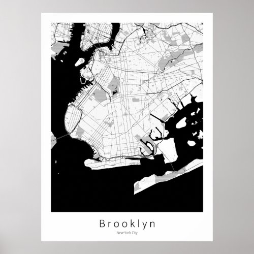 Brooklyn New York City Modern Minimal Map Poster