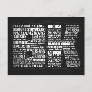 Brooklyn New York City Typographic Postcard