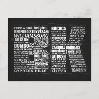 Brooklyn New York City Typographic Postcard