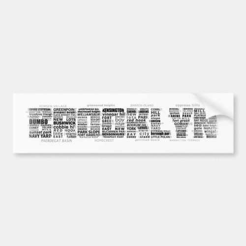 Brooklyn New York City Word Art Bumper Sticker
