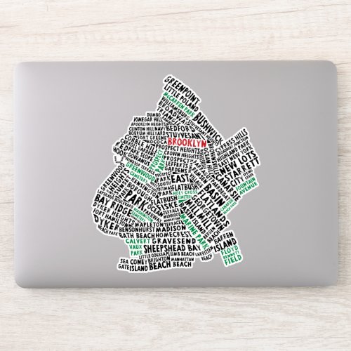 Brooklyn New York City Word Art Map Sticker