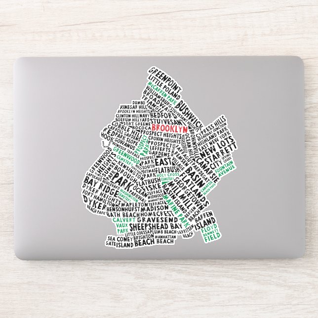 Brooklyn New York City Word Art Map Sticker (Computer)