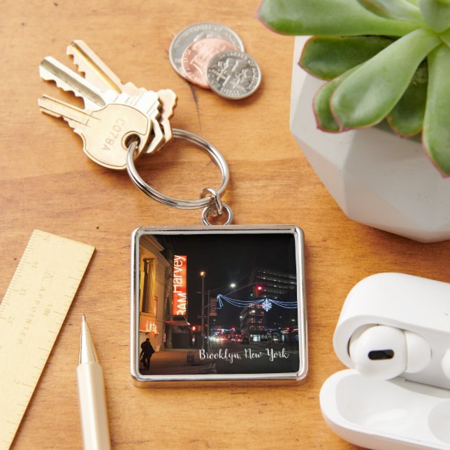 Brooklyn New York Fulton Street Holiday Lights NYC Keychain (Desk)