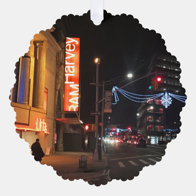 Brooklyn New York Fulton Street Holiday Lights NYC Ornament Card (Front)