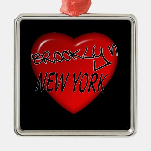 Brooklyn New York Heart Logo Metal Ornament