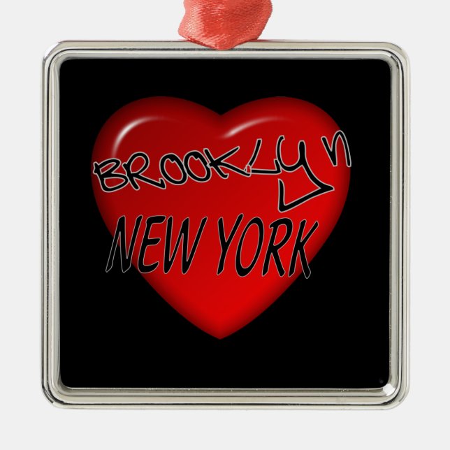 Brooklyn New York Heart Logo Metal Ornament (Front)