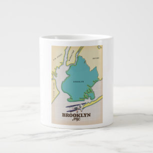Brooklyn New York Map Giant Coffee Mug