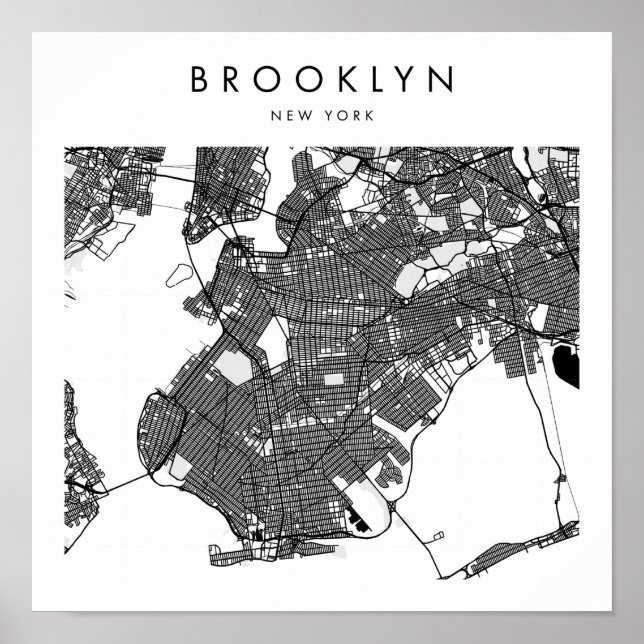 Brooklyn New York Minimal Modern Street Map Poster (Front)