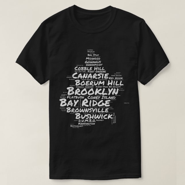 Brooklyn New York Neighborhoods Word Cloud Brookly T-Shirt (Design Front)