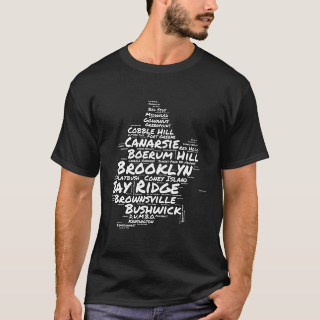 Brooklyn New York Neighborhoods Word Cloud Brookly T-Shirt (Front)