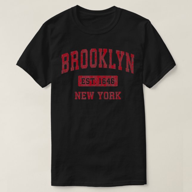 Brooklyn New York NY Vintage Sports Design Red Des T-Shirt (Design Front)