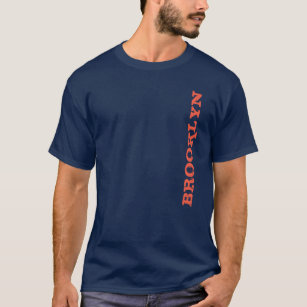 Brooklyn New York Nyc Navy Blue Orange Men's Basic T-Shirt