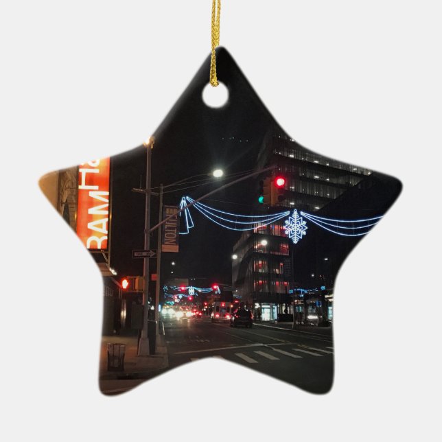 Brooklyn, New York NYC Photography Holiday Lights Ceramic Ornament (Front)