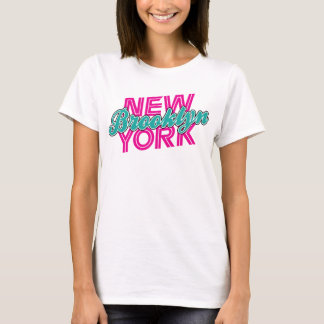 Brooklyn New York - Pink & Teal T-Shirt