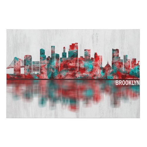 Brooklyn New York Skyline Faux Canvas Print