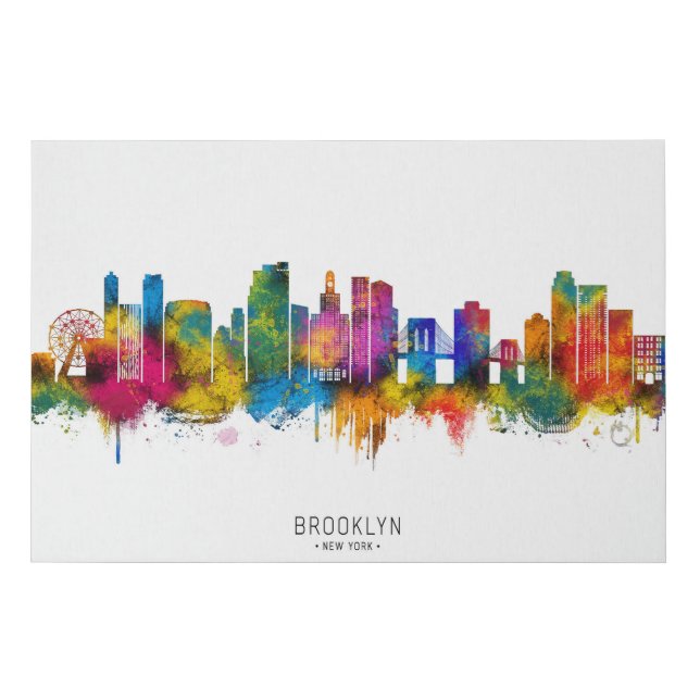 Brooklyn New York Skyline Faux Canvas Print (Front)