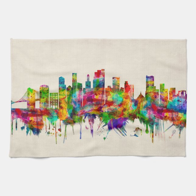 Brooklyn New York Skyline Kitchen Towel (Horizontal)