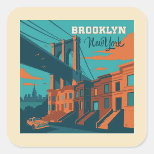 Brooklyn New York Square Sticker