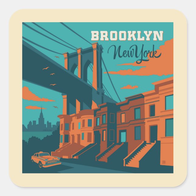 Brooklyn New York Square Sticker (Front)