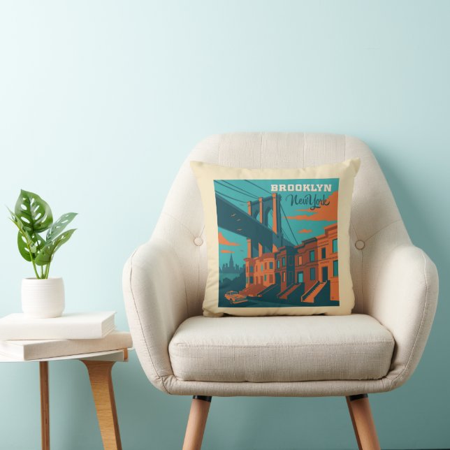 Brooklyn New York Throw Pillow (Chair)