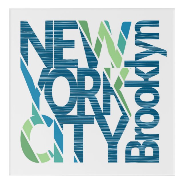 Brooklyn New York Typography Acrylic Print (Front)
