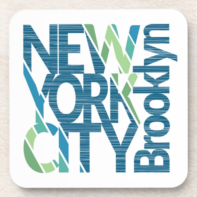 Brooklyn New York Typography Beverage Coaster (Front)