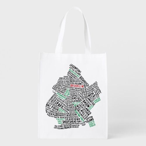 Brooklyn New York Typography Map Reusable Bag