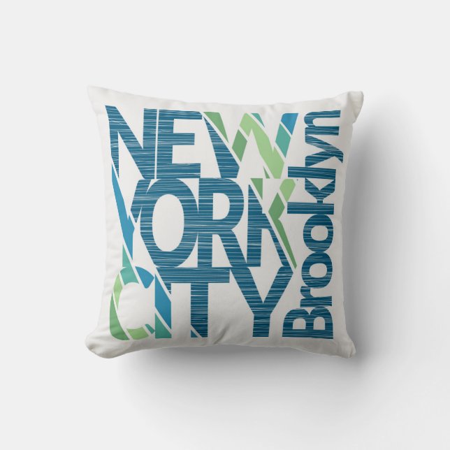 Brooklyn New York Typography Throw Pillow (Front)