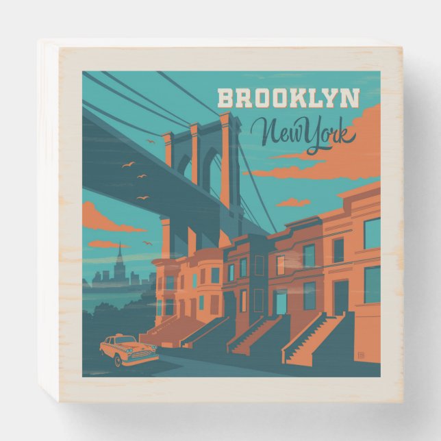 Brooklyn New York Wooden Box Sign (Front Horizontal)