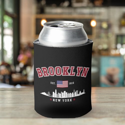 Brooklyn Ney York Est Funny Travel Can Cooler