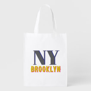 BROOKLYN NY blue gray bklyn stylish Grocery Bag