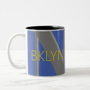 BROOKLYN NY blue gray bklyn stylish  Two-Tone Coffee Mug