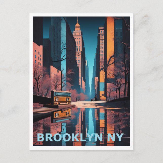 Brooklyn NY Colorful Graphic Art Design  Postcard (Front)