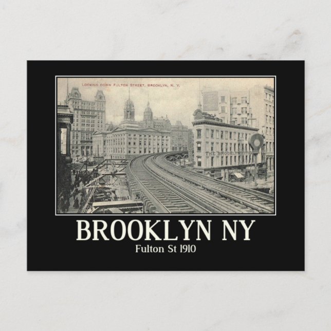 Brooklyn NY Fulton St 1910 Vintage Inspired Postcard (Front)